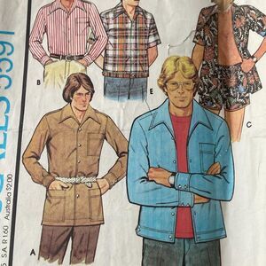 Vtg McCalls 5591 Top Short Pattern Men 38 1977 Elastic Waist Full Button Up